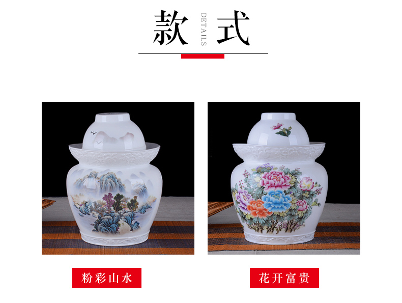 Jingdezhen ceramic kimchi altar seal storage tank sichuan pickles pickles pickles jar of double cover pickle jar