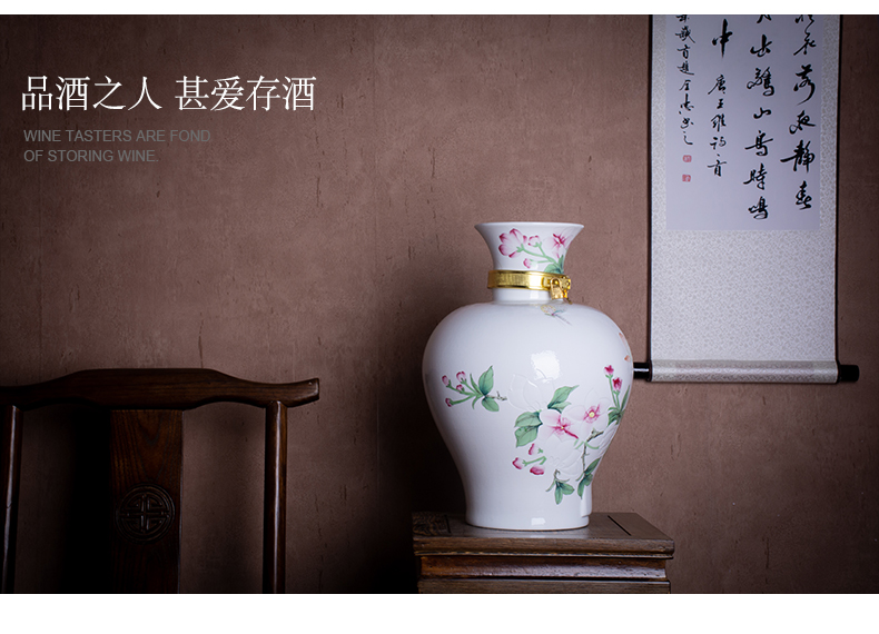 Jingdezhen hand - made ceramic terms the empty jar with leading it household 20 jins wine bottle of glass seal pot