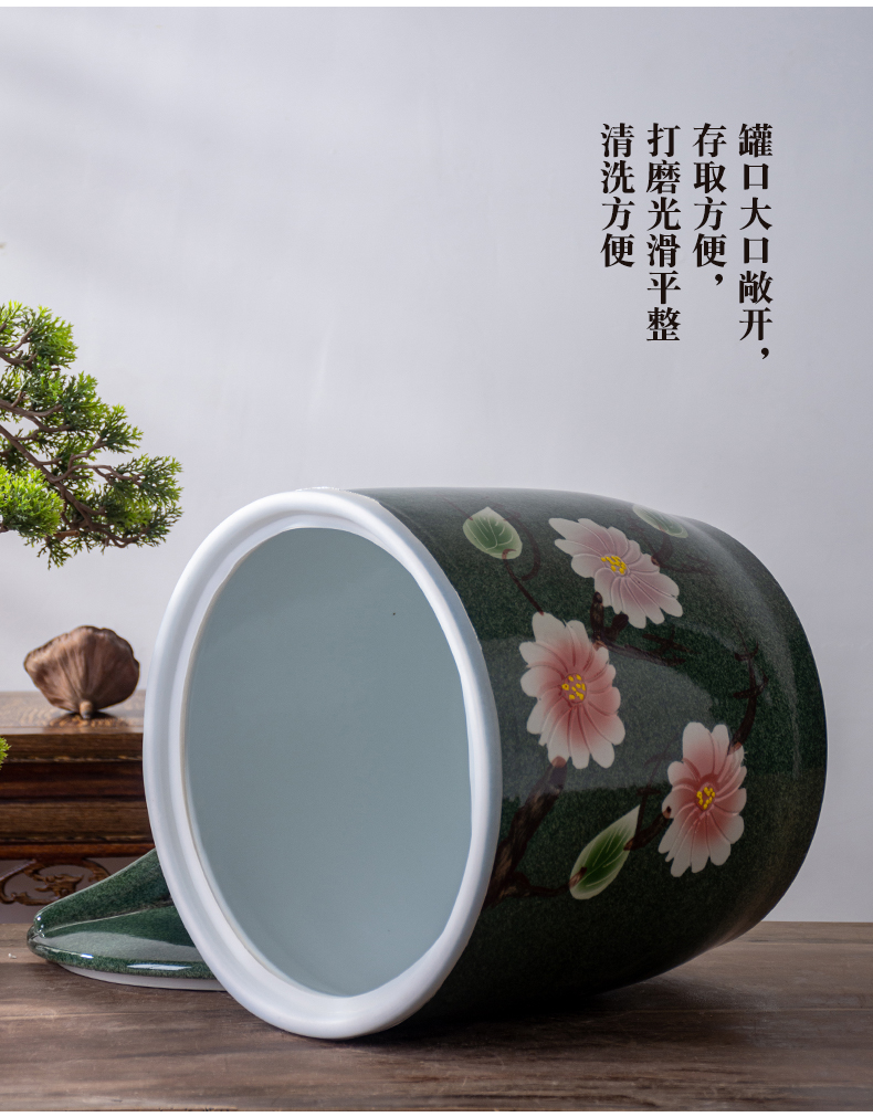 Jingdezhen ceramic barrel with cover 30 jins ricer box 10 jins 20 jins home insect - resistant seal flour storage bins