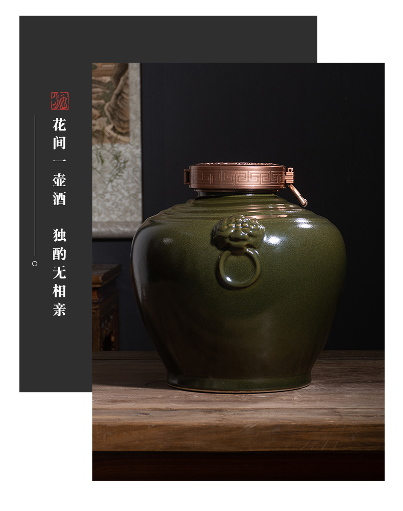 Jingdezhen ceramic wine jars 20 jins put antique bottles household seal at the end of the hip flask tank cylinder tea in it