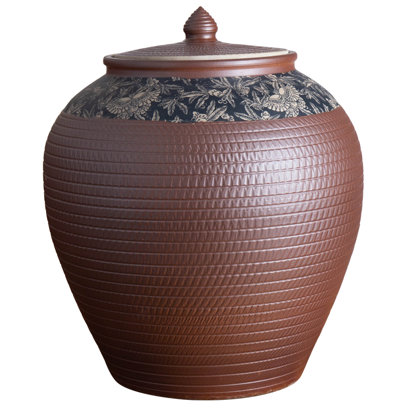Jingdezhen ceramic barrel with household rice storage bins 20 jins of 50 kg 100 jins flour barrels of insect - resistant storage tank