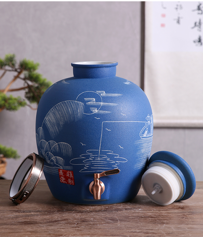 Jingdezhen ceramic jar (50 kg/pack mercifully household hoard seal wine bottle with tap