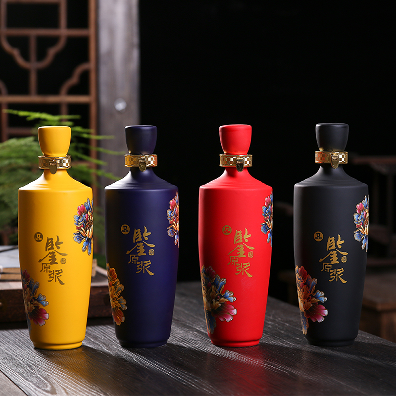 Jingdezhen ceramic bottle household hoard 1 catty sealing pack jar creative melting sand glaze empty wine bottle with gift box