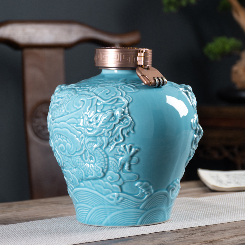 The Custom empty wine bottle 5 jins of jingdezhen ceramics with laser engraving logo Custom - made hip household sealed mercifully jars