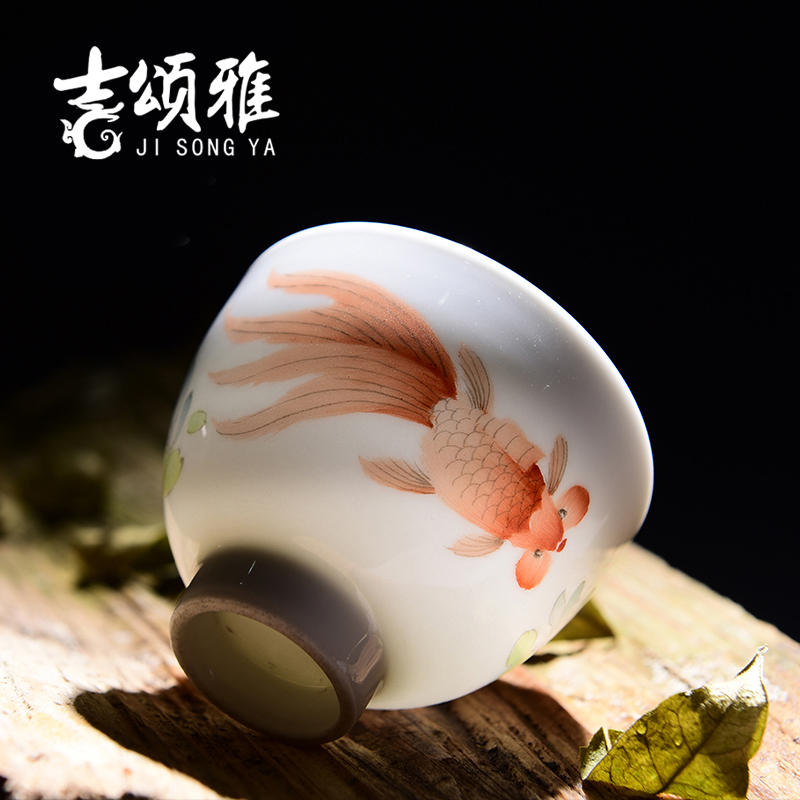 Jingdezhen ceramic sample tea cup single CPU hand - made gold cup pastel kung fu tea cups