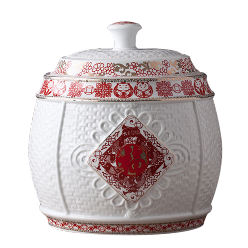 Jingdezhen ceramic barrel ricer box meter box seal storage tank cylinder moistureproof insect - resistant 10 jins 20 jins 30 kg