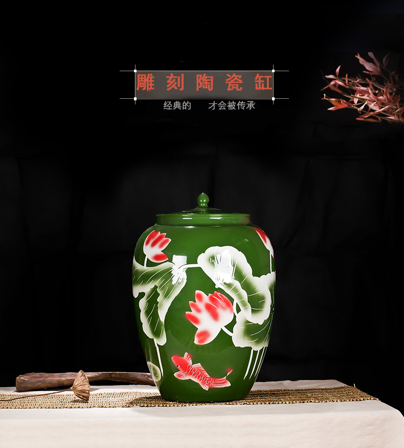 Ceramic terms medicated wine bottle ginseng wine bottle dip it 100 catties of carve patterns or designs on woodwork from brewing wine jar jar