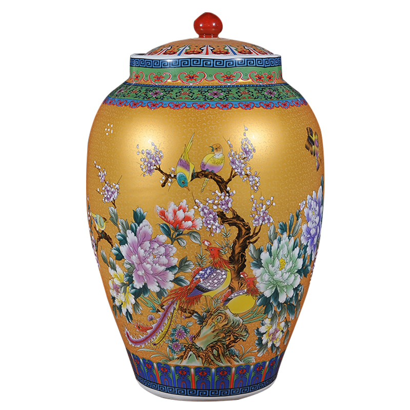 Jingdezhen ceramic ricer box barrel storage barrel oil cylinder tank storage tank of household adornment palace wind insect - resistant moistureproof