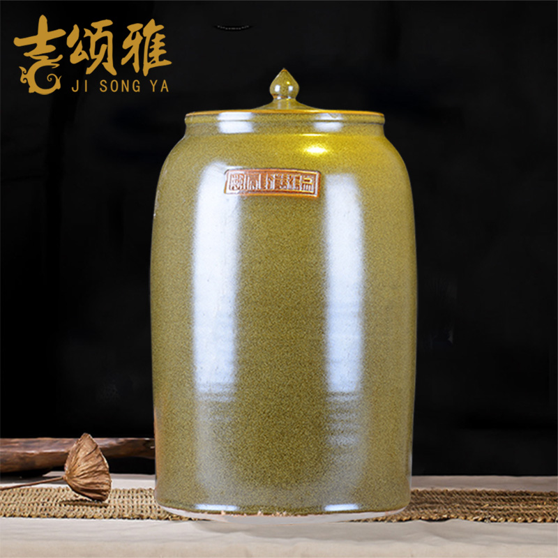 Ceramic tank barrel ricer box you can tap it at the end of the cylinder tea tea jingdezhen Ceramic cylinder wine jar