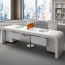 White paint staff desk staff screen 4-person 6 computer table and chair combination office furniture modern and simple