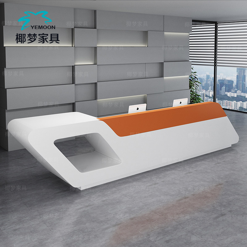 Paint front desk Reception desk Company counter desk Fashion hollow simple modern welcome cash register counter Bar