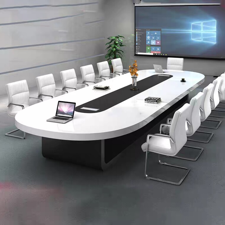 White Meeting Table Long Table Baking Varnish Minima Modern Atmosphere High-end Large Meeting Room Table And Chairs Combination Negotiation Table
