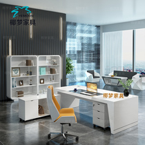 Paint boss table President table Fashion light luxury white large desk manager table Office desk and chair combination simple and modern
