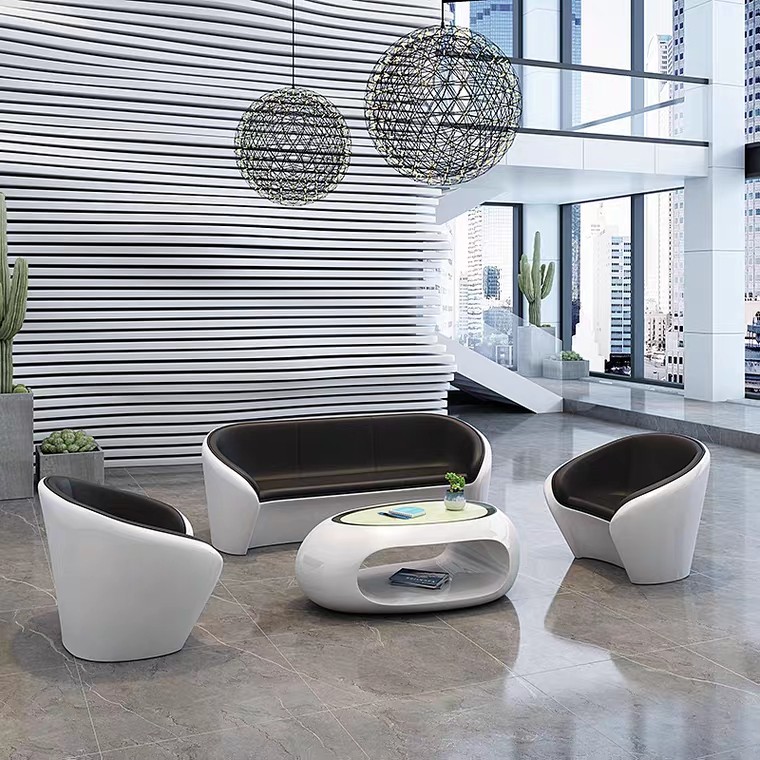 Creative Business Baking Varnish Negotiation Lounge Leather Art Sofa Company Reception Room Office Tea Table Composition Brief Modern