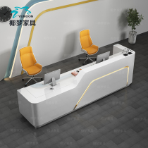 Paint front desk Reception desk Company hall Welcome office desk High and low shaped bar Simple modern beauty salon