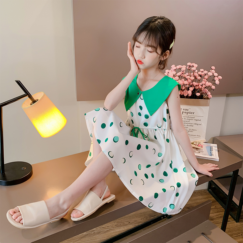 Cô gái mùa hè jumpsuit váy lưới không khí màu đỏ 2020 mới phiên bản Hàn Quốc của công chúa dành cho trẻ em siêu cổ tích polka dot váy cô gái thời trang.