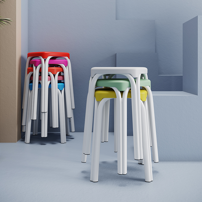 Plastic stool thickened household dining table high stool small chair modern minimalist living room high bench restaurant square stool commercial