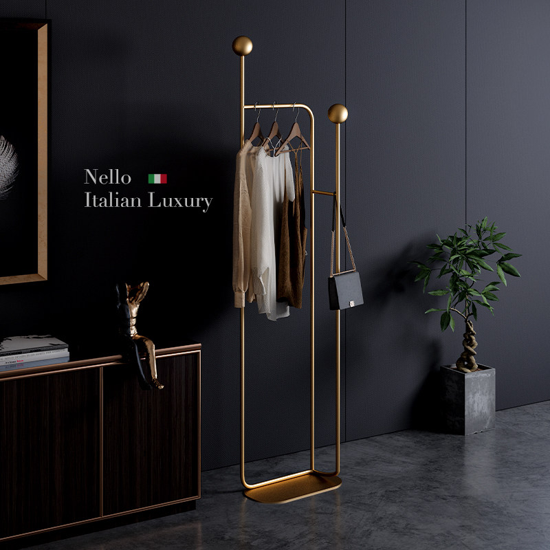 Italian light luxury hanger Floor-to-ceiling bedroom net red coat rack Household simple clothes rack Door entrance hanger