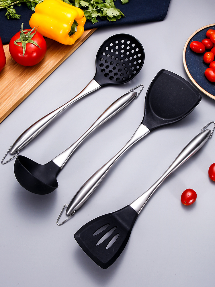 Kameqi silicone spatula spatula kitchenware three-piece set Household colander Kitchen cooking spoon Soup spoon High temperature resistance
