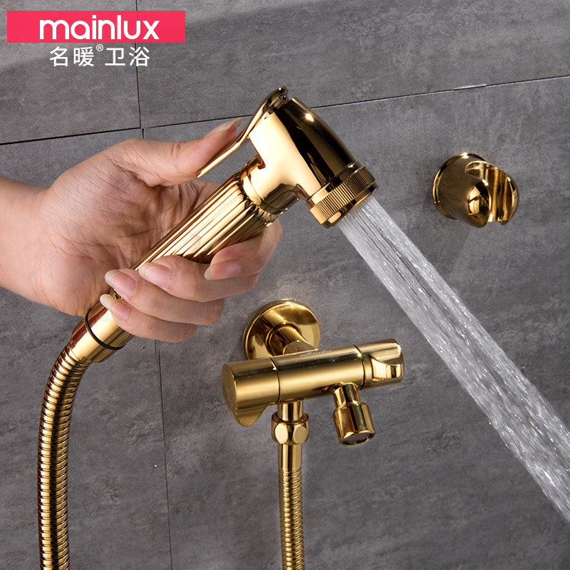 Black Toilet Full Copper Booster Spray Gun Tap Bathroom Makeup room Handheld flush nozzle Home high-pressure water gun