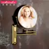 American Black All-copper wall-mounted Retractable folding flip Bathroom Beauty Makeup Mirror Gold 8-inch 3x magnification