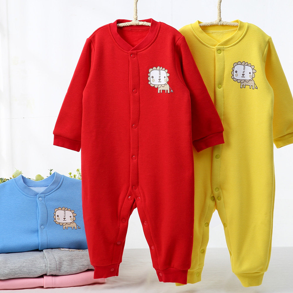 Baby boy baby warm even sleepwear 1 autumn/winter 3 Cavet thickened anti-kick Harvest 2 large size for home climbing clothes 4 years old
