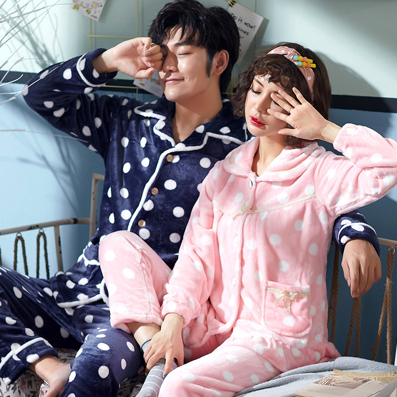 Autumn-winter-style lovers pyjamas Coral Suede Thickened and Flannel Warm Men's Flannel Winter Home Suit Suit