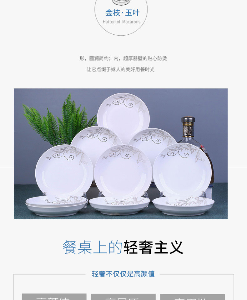 Ten ceramic dishes suit plate combination of fruit home round lovely snack dumpling cuisine dishes