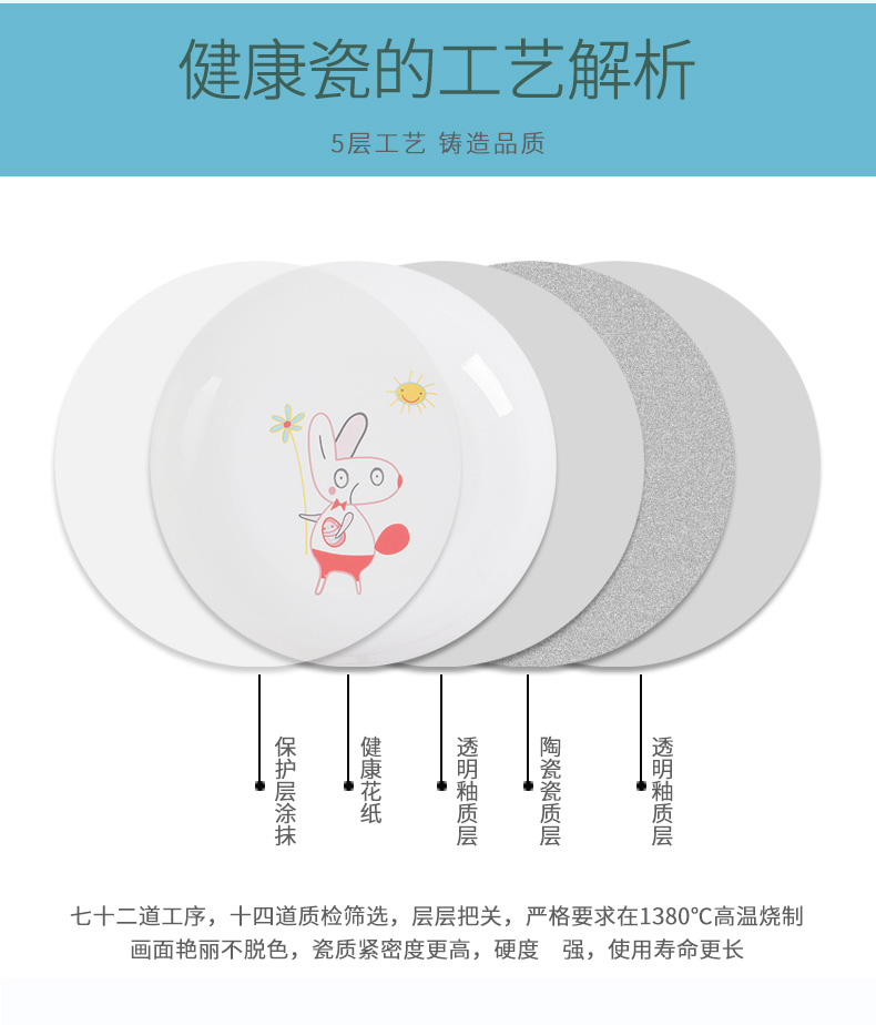 Dish bowl suit Dish Dish soup bowl ladle new creative move circular ceramic plate combination of household microwave tableware