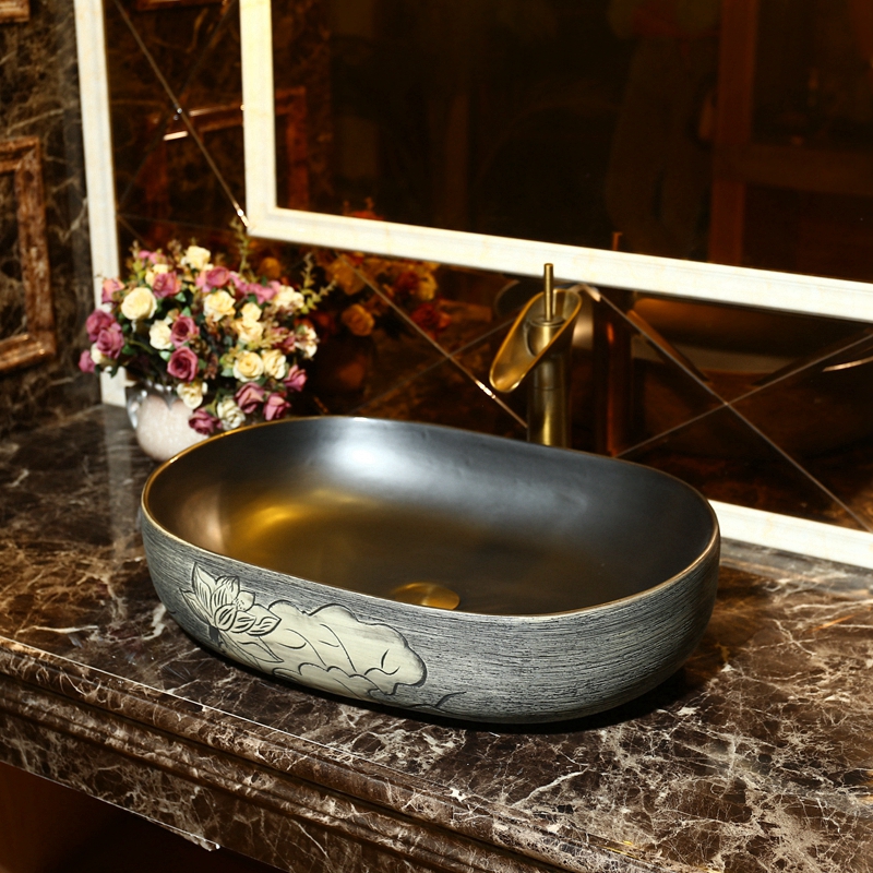 Retro Washbasin Home Terrace Basin Oval large washbasin Washbasin Dressing room Step up Wash Basin Art Basin