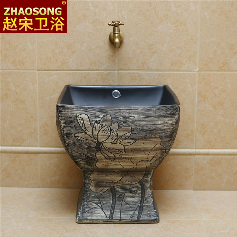 Retro new Chinese ceramic one-piece square mop pool bathroom large mop pool balcony pier cloth trough room outdoors