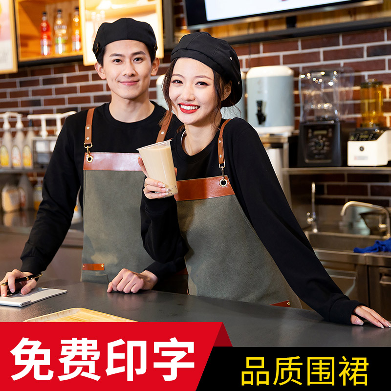 Hairstylist canvas apron custom logo printed high-grade barber hairdresser hot men and women fashion work clothes