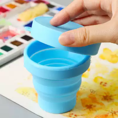 Watercolor pen washing cup Folding retractable portable art special pen washing bucket Painting gouache paint bucket pen washing barrel Brush cleaning Painting sketching Dispensing Rinse pen washing cylinder Cute Japanese trumpet