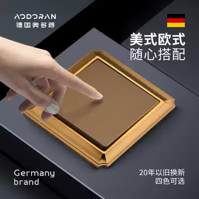 Odoran 86 type switch socket panel five-hole brass retro Chinese style wall concealed industrial style tap switch