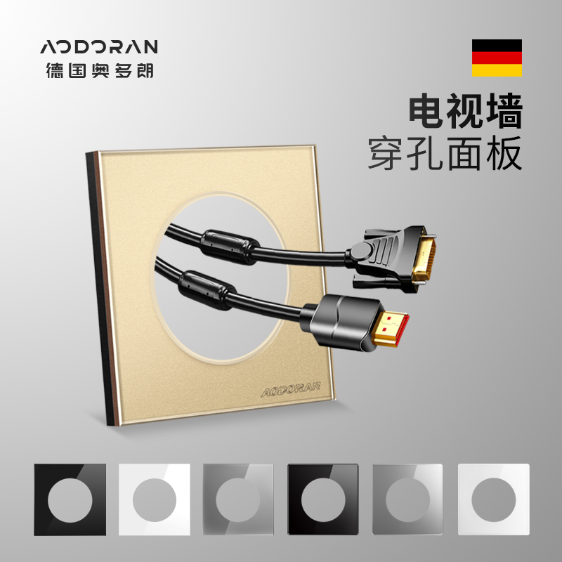 Type 86 switch socket TV background wall threading round hole cover outlet hole VGA HD socket perforated panel