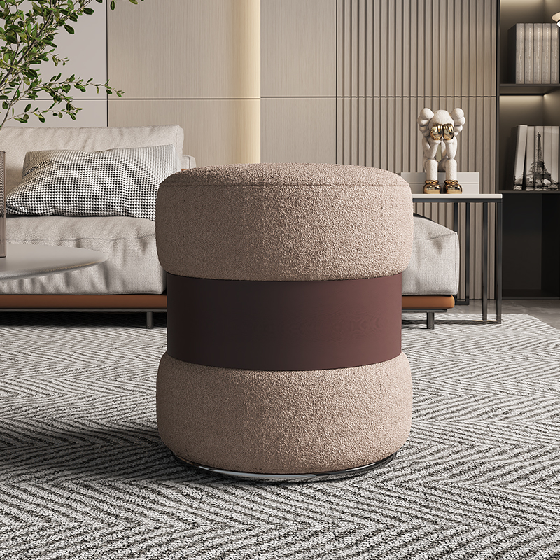 Makeup stool Makeup Chair Modern Minima Bedroom Light Lavish Minimalist Backrest Makeup Chair Home Round Lamb Suede Stool