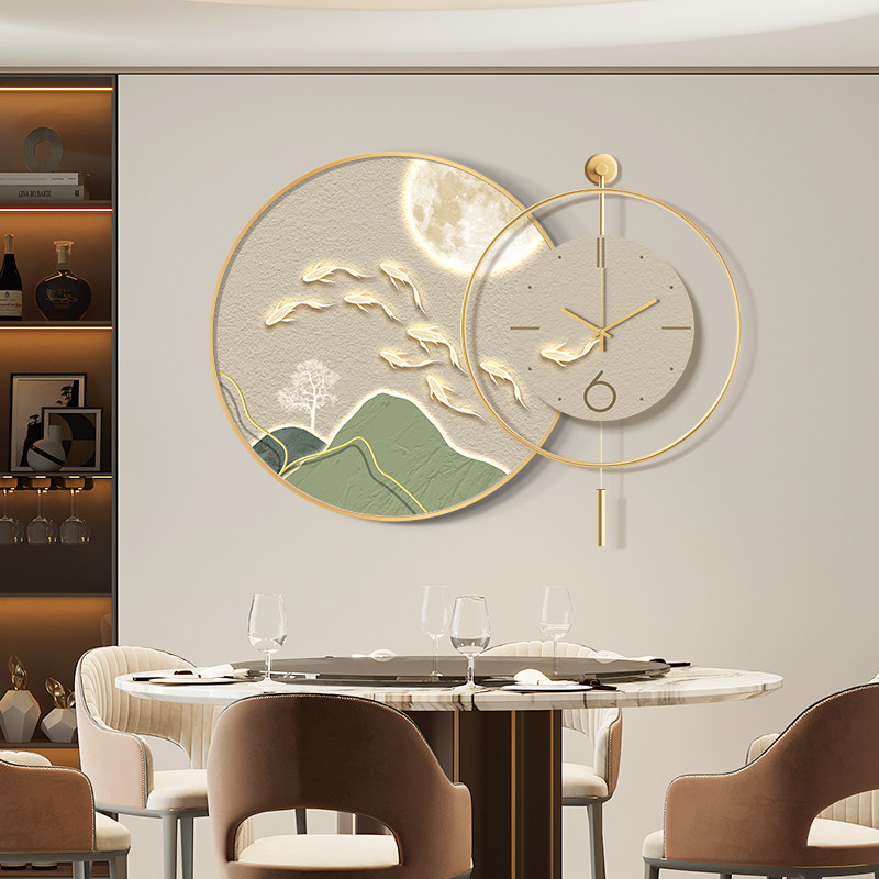 [USD 79.36] Light luxury nine fish drawing living room decoration ...