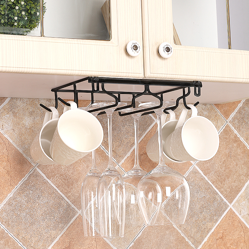 Punch-free multifunctional 304 stainless steel wine glass stand mug holder hanging upside down home creative