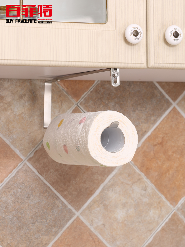 304 Stainless Steel Nail-Free Perforated Plywood Paper Towel Hanger Rag Freshness Preservation Film Plastic Bag Multifunction Shelve