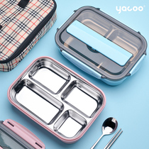Japanese-style 304 stainless steel lunch box Primary School students lunch box High School canteen anti-scalding portable grid lunch box