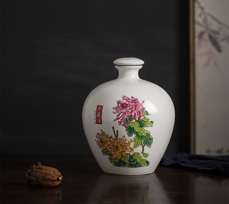 Ceramic wine bottle 1 catty 5 catties 10 decorative household antique Chinese liquor bottle small wine pot empty wine tank sealed wine jar
