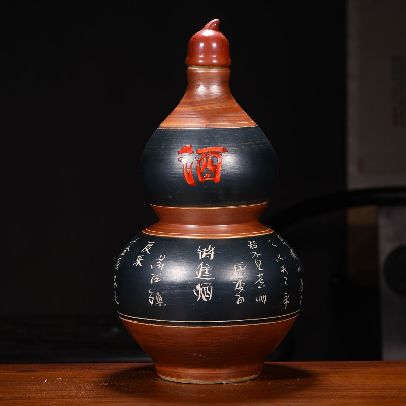 Household 5 jin 10 jin ceramic sealed bubble wine bottle wine jar wine tank Jingdezhen antique carving liquor gourd wine jug