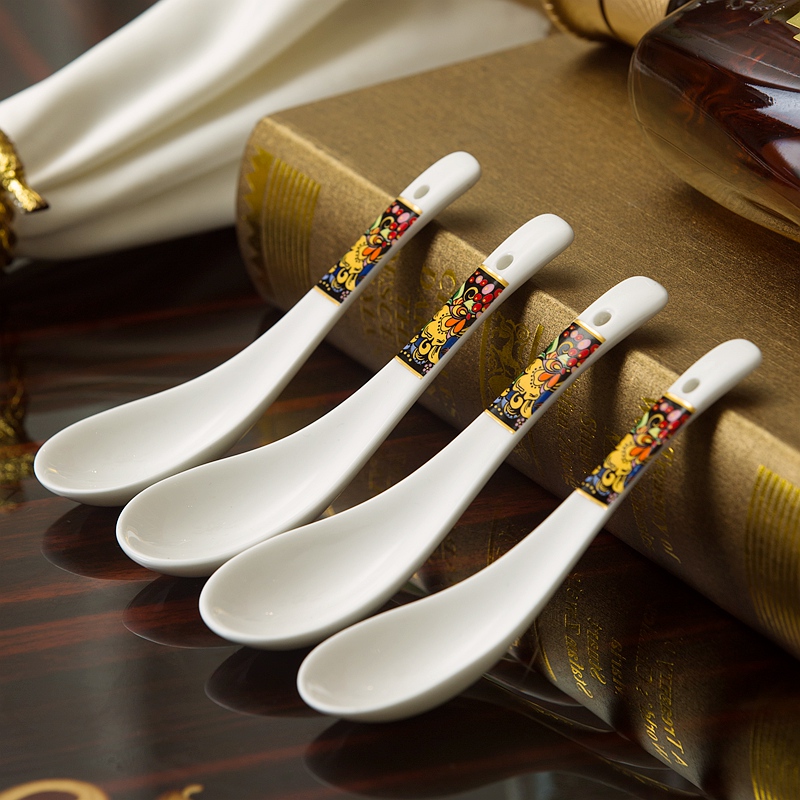 European creative ipads porcelain run ceramic tableware small run rice spoon ladle long - handled spoon pony