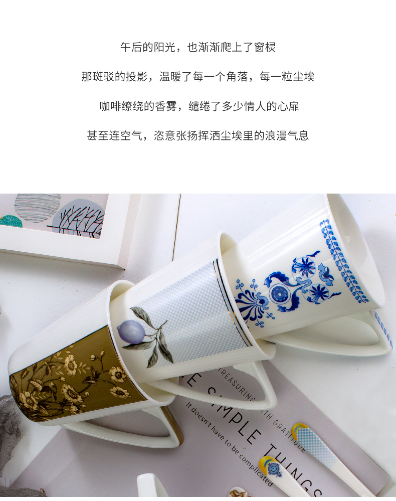 Office tea high - capacity mark ceramic cup with cover household contracted creative cup picking coffee cup