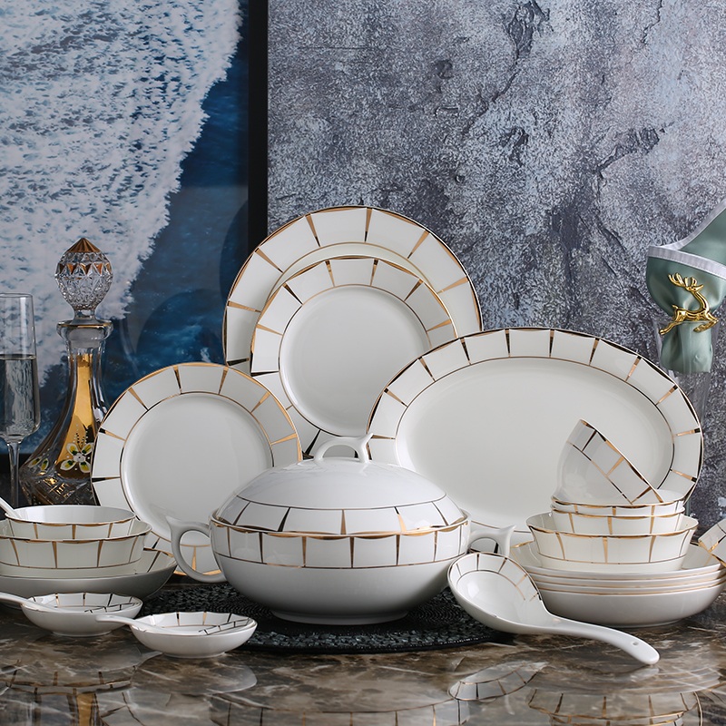 Household bowls plates tableware suit 56 first European contracted combination of ipads porcelain bowl chopsticks tableware box can be a microwave oven