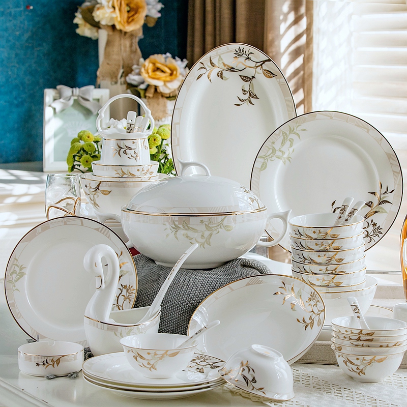 Dishes suit household ipads porcelain tableware Dishes combine Chinese chopsticks sets of bowl dish dish dish contracted new European