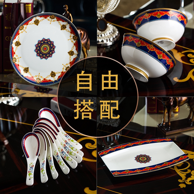 Creative European ceramic plate round dish dish home fish soup plate plate plate ipads porcelain plate tableware dishes suit