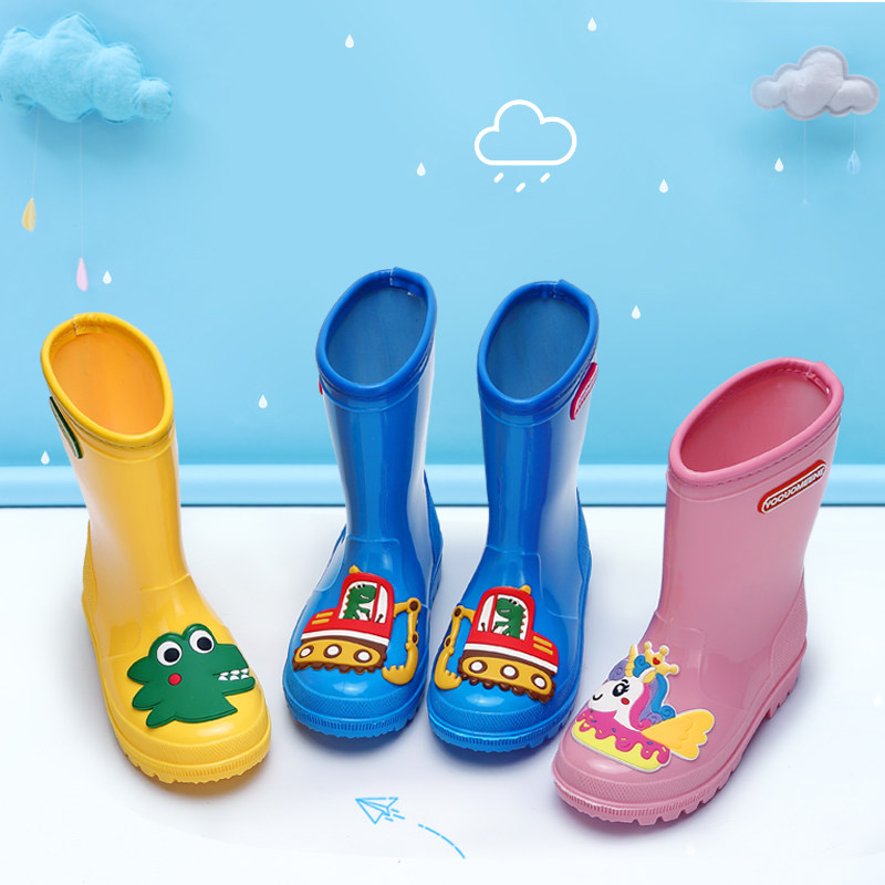 Children Rain shoes Men and women Waterproof Rain Boots Cartoon Baby Students Light Non-slip Kiddie Kids Little Dinosaur Water Shoes-Taobao
