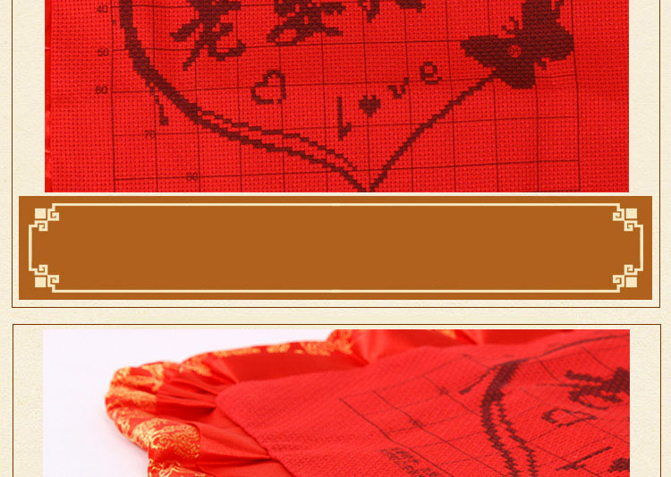 Mới màu đỏ đám cưới lễ hội cross stitch gối vợ chồng hôn nhân chỉ đơn giản là một cặp Bainianhaoge - Công cụ & phụ kiện Cross-stitch tranh thêu chữ thập bình hoa