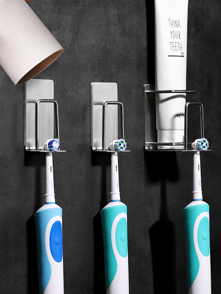 304 stainless steel electric toothbrush cup holder net red hole-free wall hanging simple toothpaste a four-mouth storage
